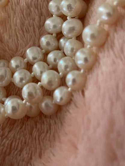 Agete K10 two-strand Akoya pearl necklace 118cm length with 5.5-6mm pearls and K10 clasp