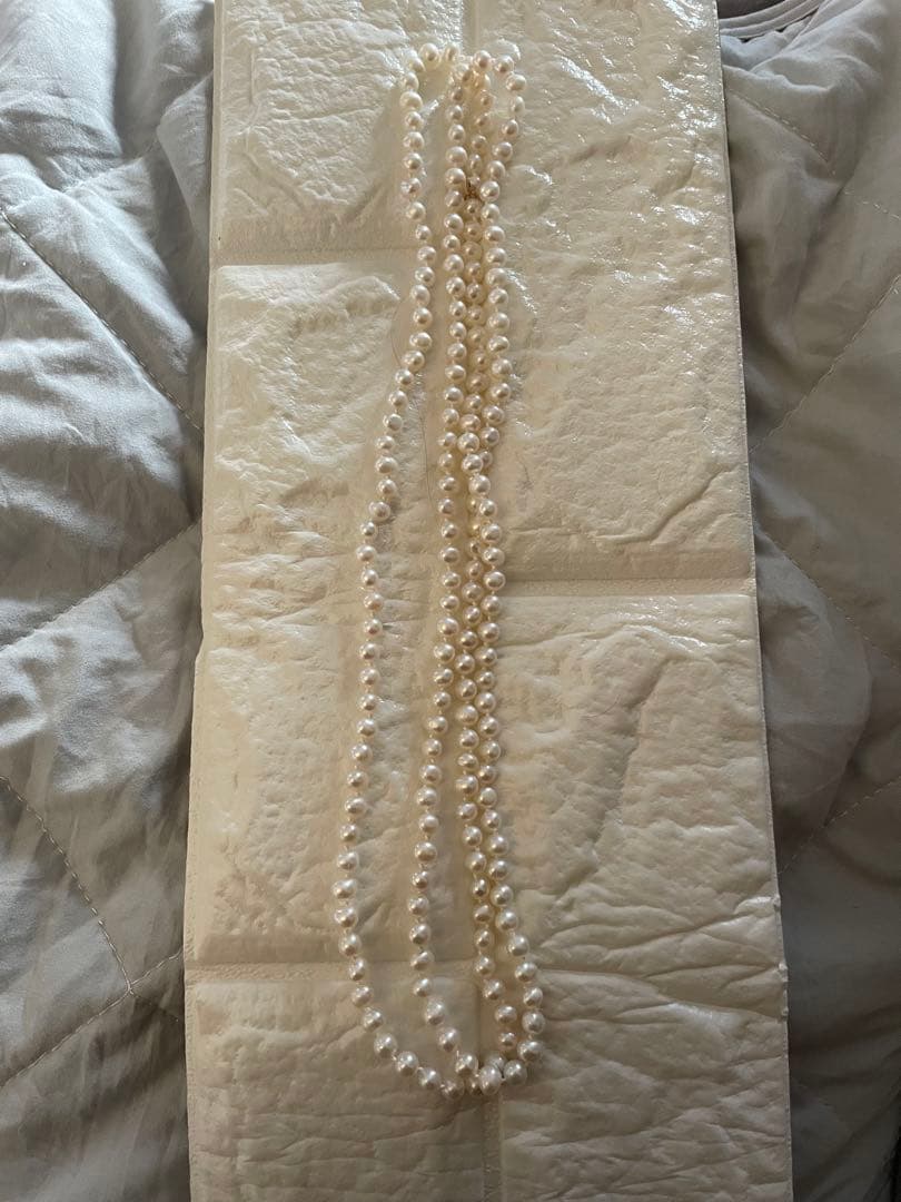 Agete K10 two-strand Akoya pearl necklace 118cm length with 5.5-6mm pearls and K10 clasp