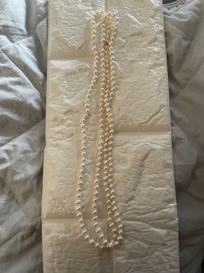 Agete K10 two-strand Akoya pearl necklace 118cm length with 5.5-6mm pearls and K10 clasp