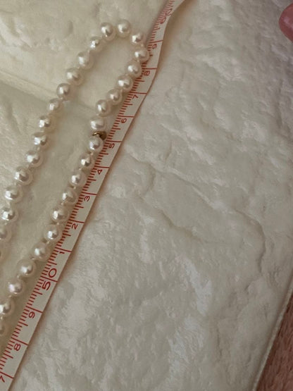 Agete K10 two-strand Akoya pearl necklace 118cm length with 5.5-6mm pearls and K10 clasp
