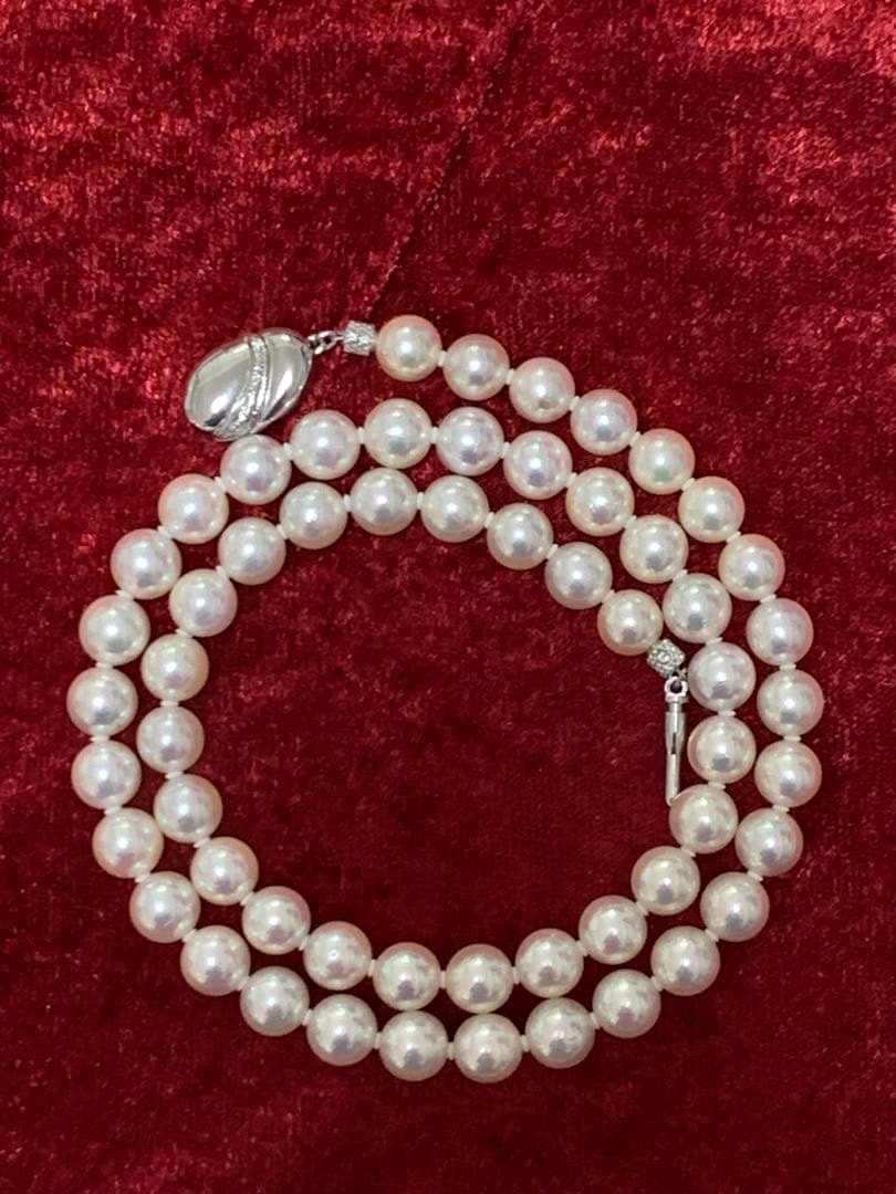 Akoya pearl necklace with 57 round 7mm pearls measuring 45cm length in pristine condition