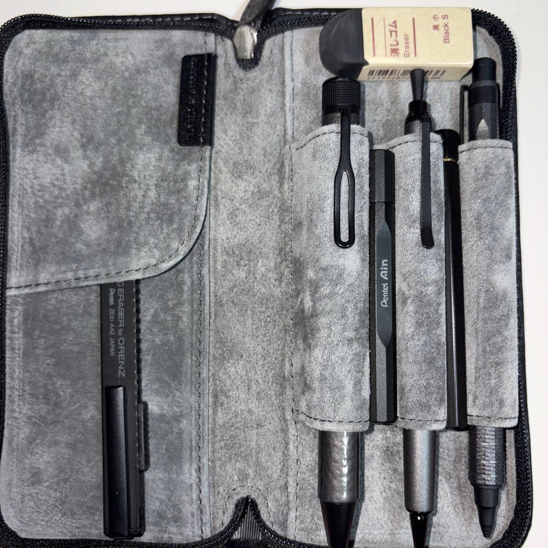 Pilot Fastener Pen Case 3 in new condition with box, shown holding pens and accessories as in image three