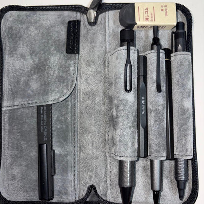 Pilot Fastener Pen Case 3 in new condition with box, shown holding pens and accessories as in image three
