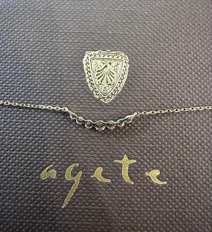 Agete K18 0.1ct diamond necklace with 45 cm ball chain displayed with case and certificate