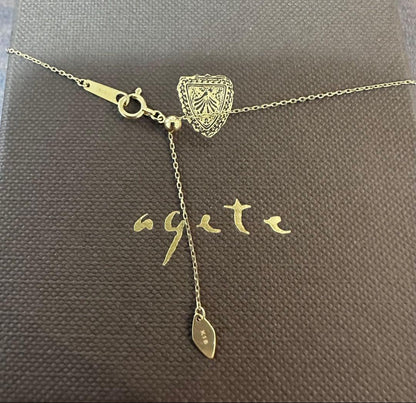 Agete K18 0.1ct diamond necklace with 45 cm ball chain displayed with case and certificate