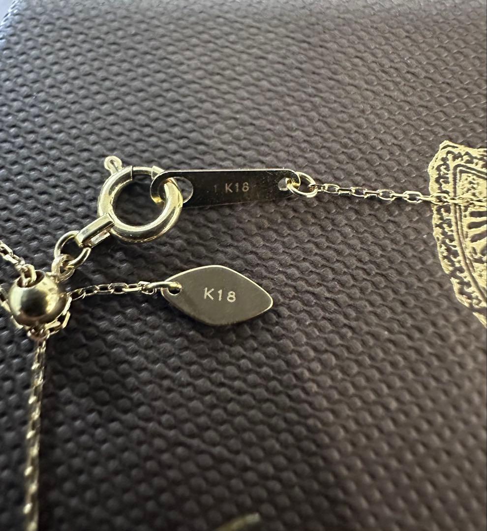Agete K18 0.1ct diamond necklace with 45 cm ball chain displayed with case and certificate