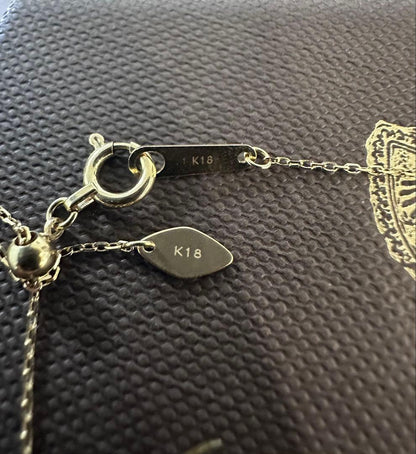 Agete K18 0.1ct diamond necklace with 45 cm ball chain displayed with case and certificate