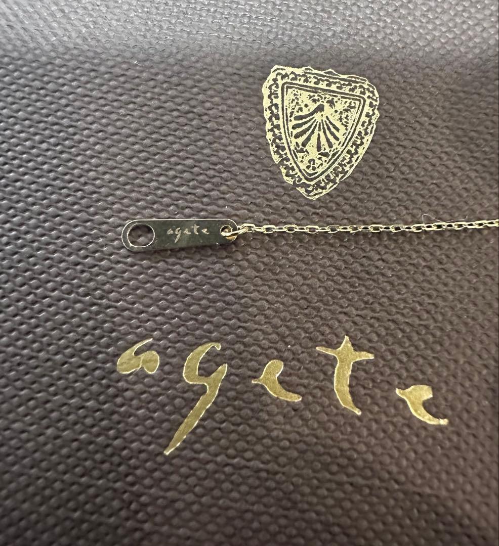 Agete K18 0.1ct diamond necklace with 45 cm ball chain displayed with case and certificate