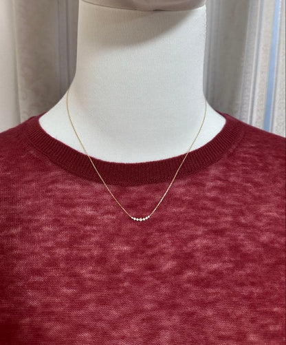 Agete K18 0.1ct diamond necklace with 45 cm ball chain displayed with case and certificate
