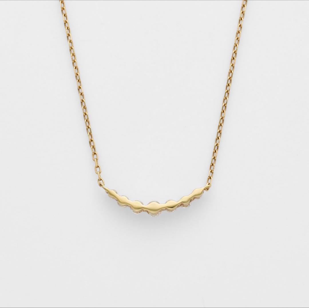 Agete K18 0.1ct diamond necklace with 45 cm ball chain displayed with case and certificate