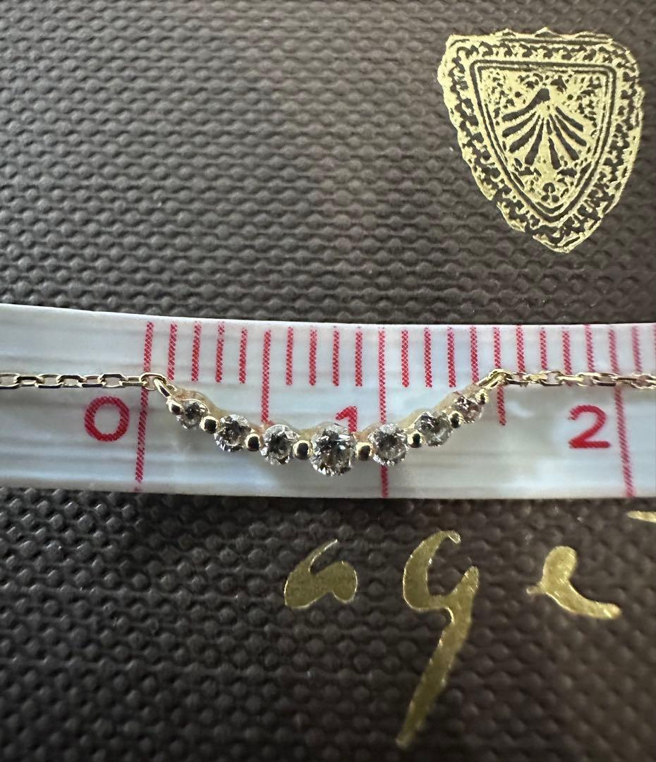 Agete K18 0.1ct diamond necklace with 45 cm ball chain displayed with case and certificate