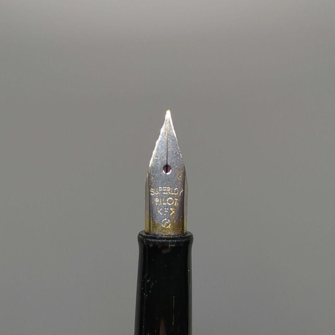 1970s PILOT SUPERLOY gold plated stripe fountain pen with fine nib and embossed cap top from Japan