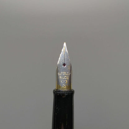 1970s PILOT SUPERLOY gold plated stripe fountain pen with fine nib and embossed cap top from Japan