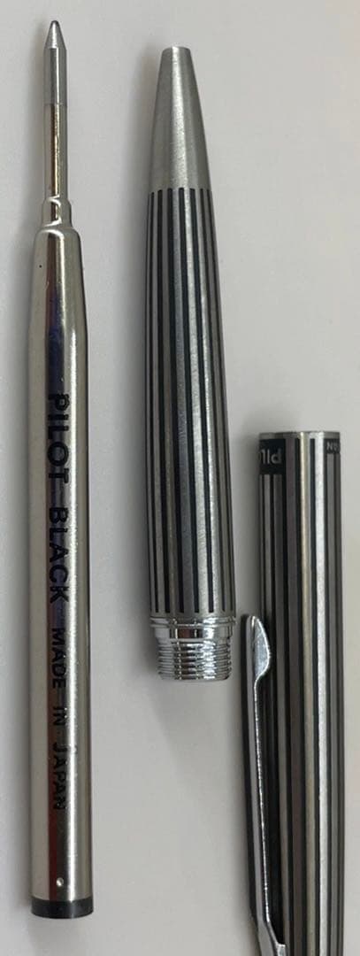 Pilot ballpoint pen stripe cufflinks and matching tie clip set in unused condition