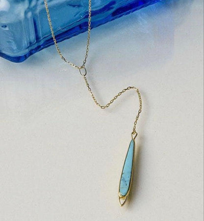 Agato Y-shaped necklace with turquoise pendant, stylish and versatile design