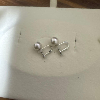 PLUSTER Akoya cultured pearl necklace with 8-8.5mm pearls and matching K14 white gold earrings on white background