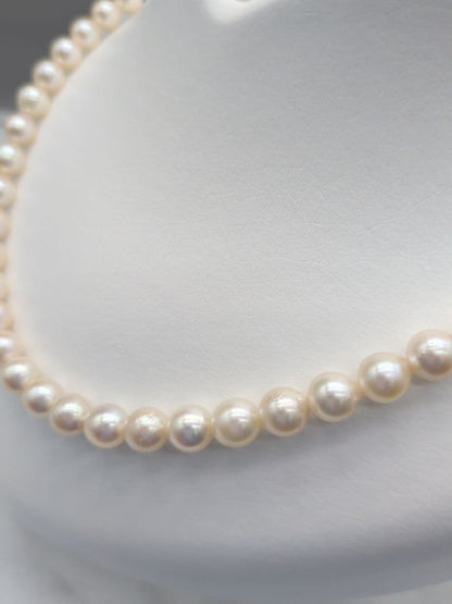 Akoya genuine pearl necklace 7-7.5mm pink white 42.3cm with silver clasp for formal occasions