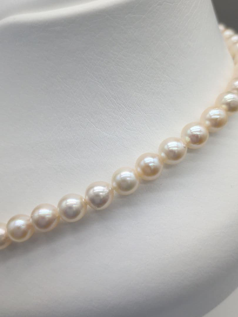 Akoya genuine pearl necklace 7-7.5mm pink white 42.3cm with silver clasp for formal occasions