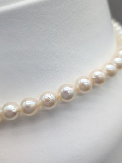 Akoya genuine pearl necklace 7-7.5mm pink white 42.3cm with silver clasp for formal occasions