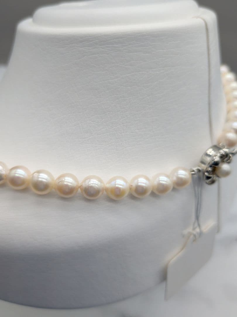 Akoya genuine pearl necklace 7-7.5mm pink white 42.3cm with silver clasp for formal occasions