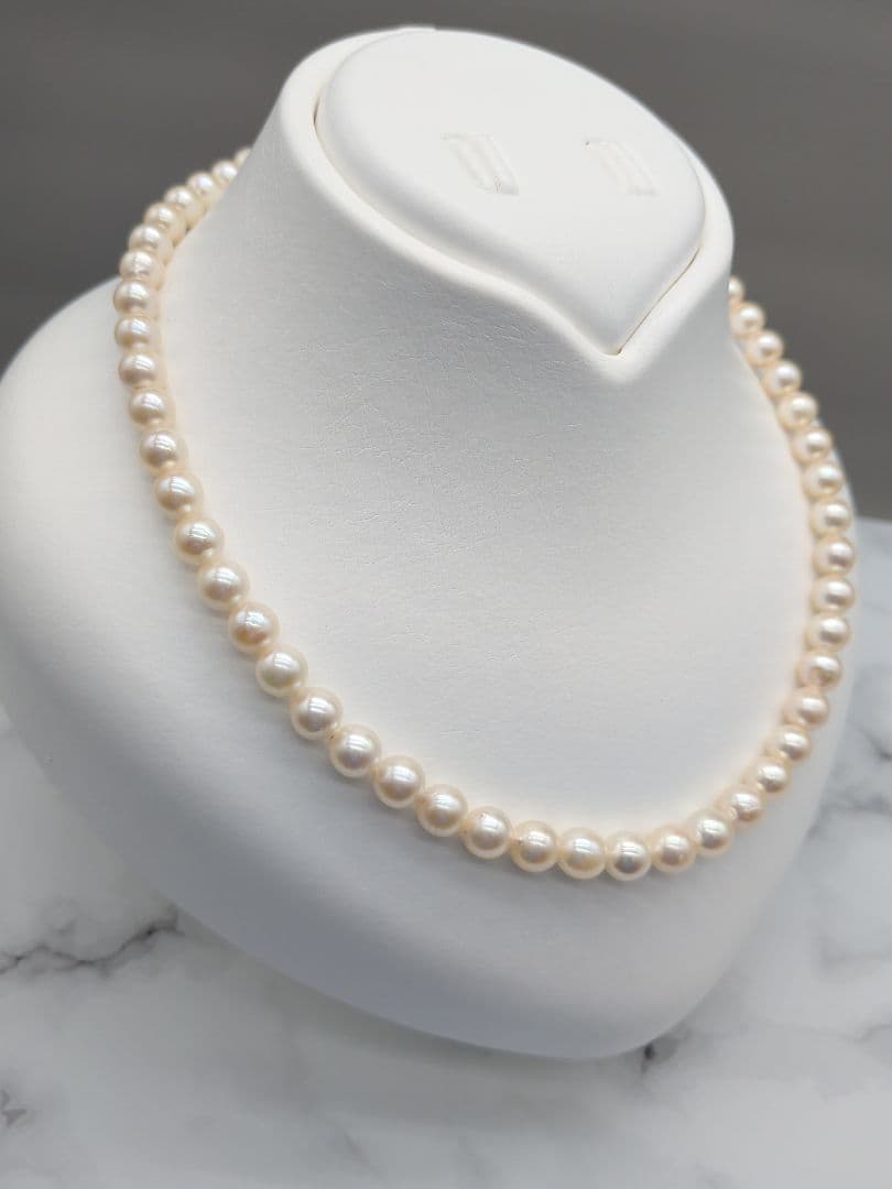 Akoya genuine pearl necklace 7-7.5mm pink white 42.3cm with silver clasp for formal occasions