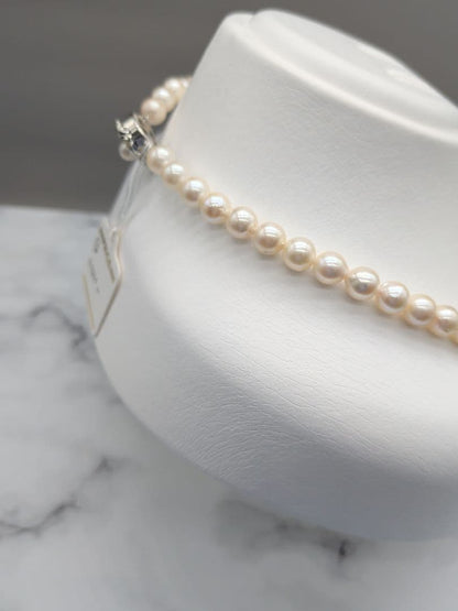 Akoya genuine pearl necklace 7-7.5mm pink white 42.3cm with silver clasp for formal occasions