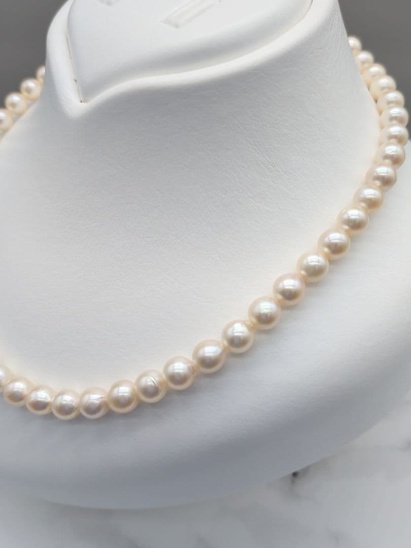 Akoya genuine pearl necklace 7-7.5mm pink white 42.3cm with silver clasp for formal occasions