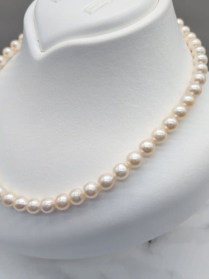 Akoya genuine pearl necklace 7-7.5mm pink white 42.3cm with silver clasp for formal occasions