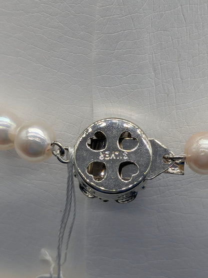 Akoya genuine pearl necklace 7-7.5mm pink white 42.3cm with silver clasp for formal occasions