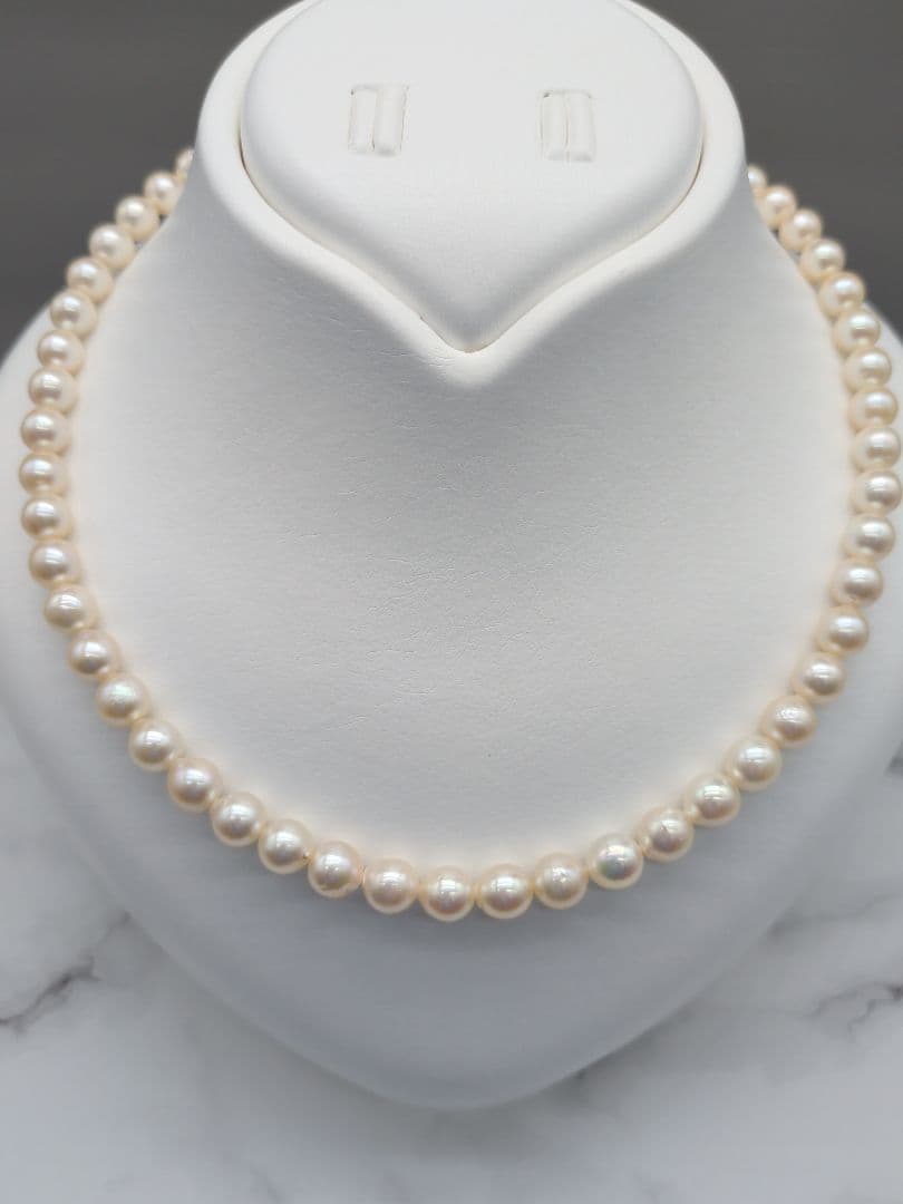Akoya genuine pearl necklace 7-7.5mm pink white 42.3cm with silver clasp for formal occasions