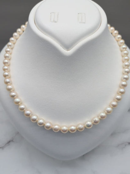 Akoya genuine pearl necklace 7-7.5mm pink white 42.3cm with silver clasp for formal occasions