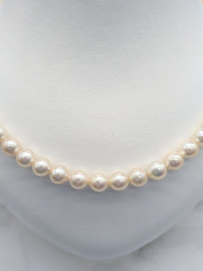 Akoya genuine pearl necklace 7-7.5mm pink white 42.3cm with silver clasp for formal occasions