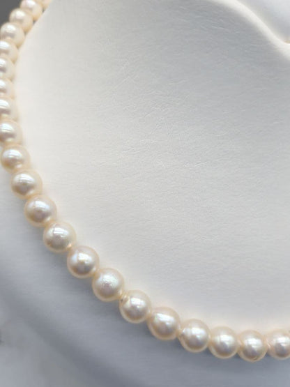 Akoya genuine pearl necklace 7-7.5mm pink white 42.3cm with silver clasp for formal occasions