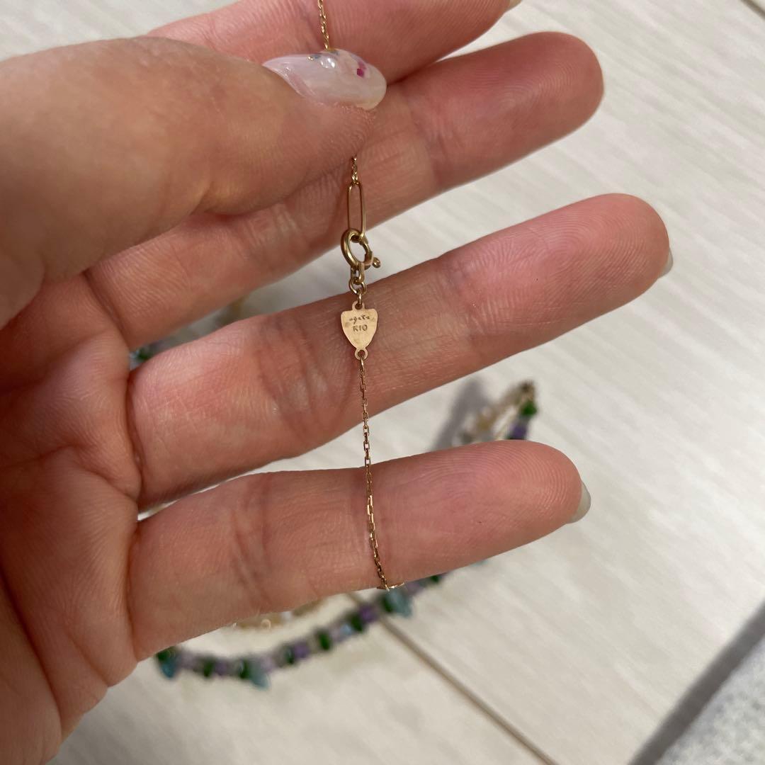 Agete Stone 10K Gold Tone Necklace with Multi-Color Stones in Ethnic Resort Style
