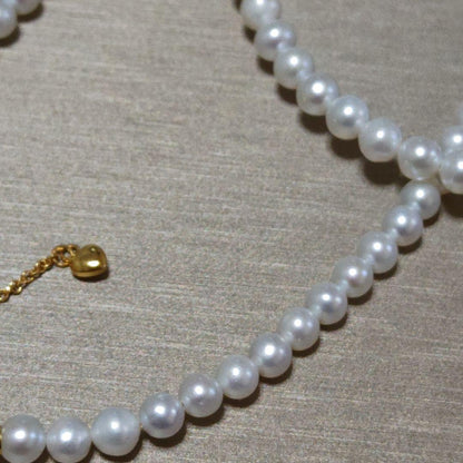 New Pure Pearl baby necklace with 5mm nearly round freshwater pearls and gold SV925 K18gf fittings