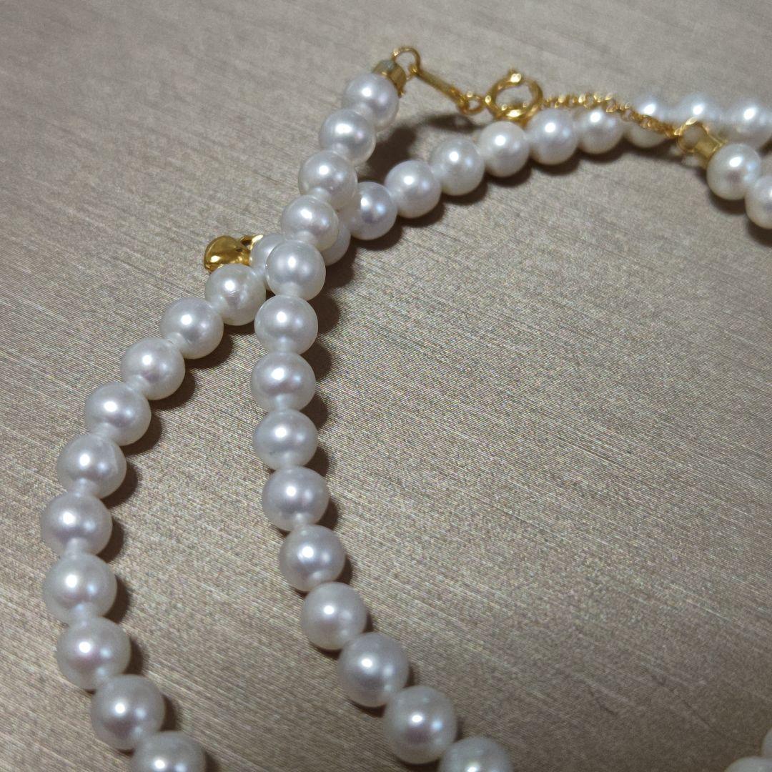 New Pure Pearl baby necklace with 5mm nearly round freshwater pearls and gold SV925 K18gf fittings
