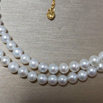 New Pure Pearl baby necklace with 5mm nearly round freshwater pearls and gold SV925 K18gf fittings