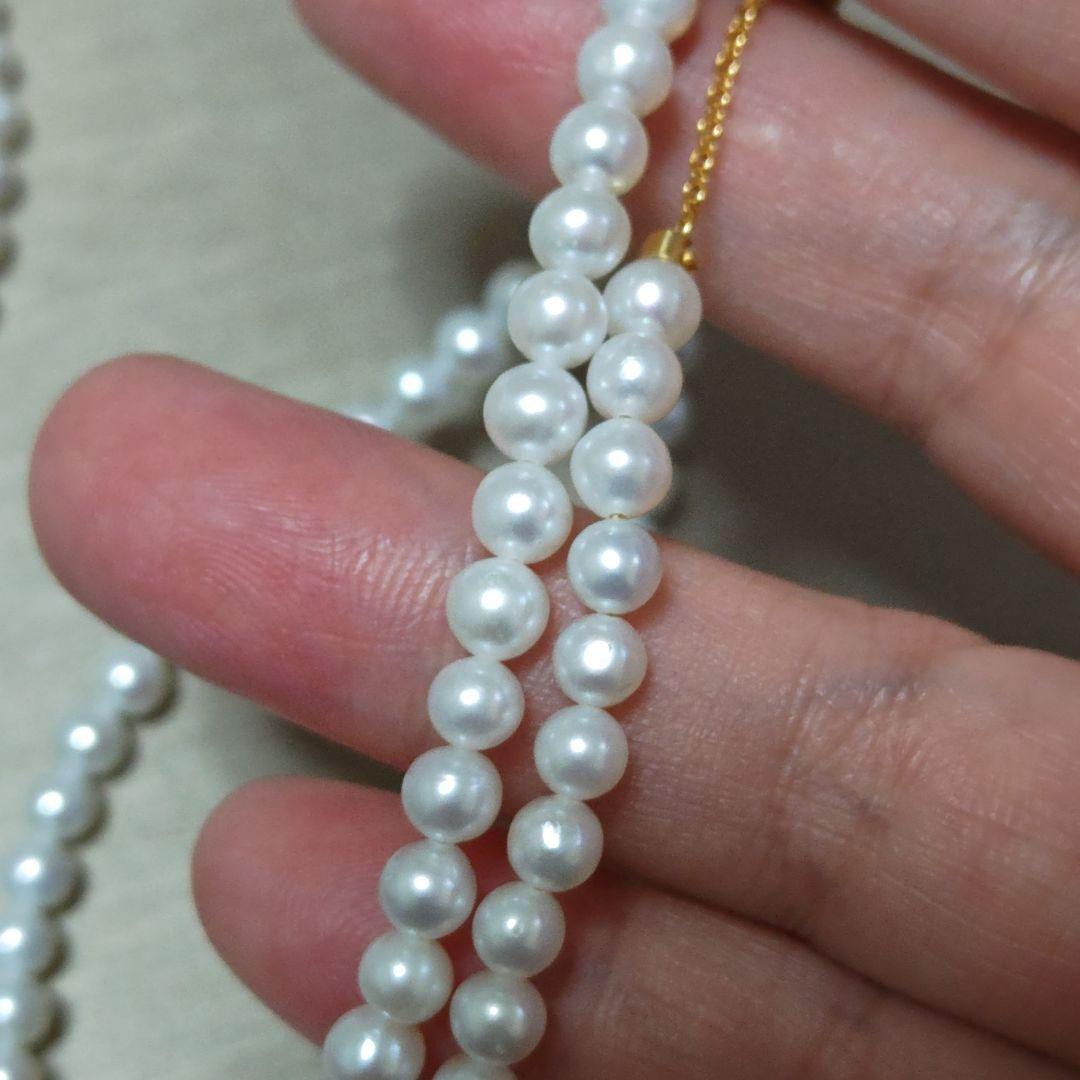 New Pure Pearl baby necklace with 5mm nearly round freshwater pearls and gold SV925 K18gf fittings