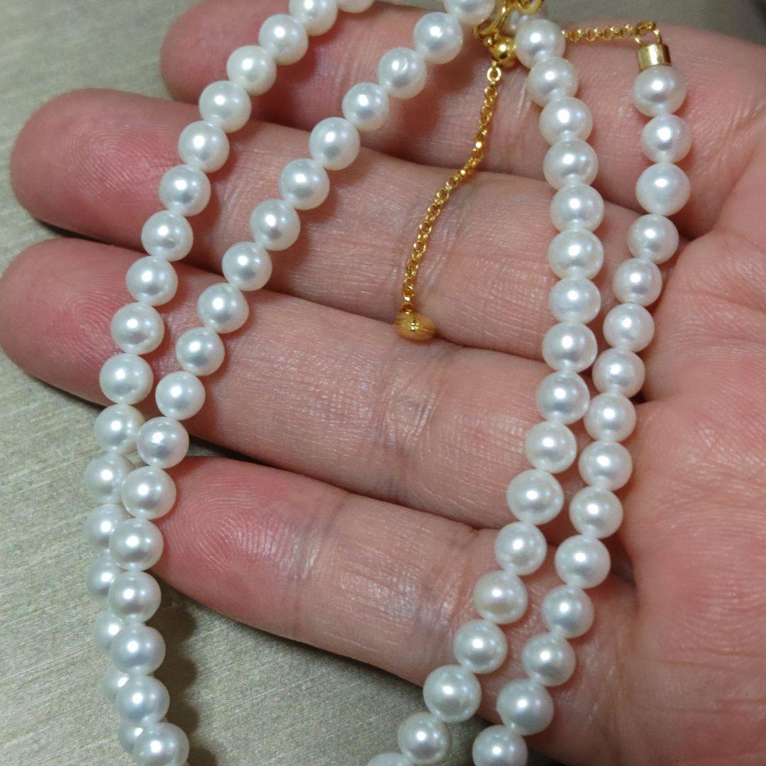 New Pure Pearl baby necklace with 5mm nearly round freshwater pearls and gold SV925 K18gf fittings