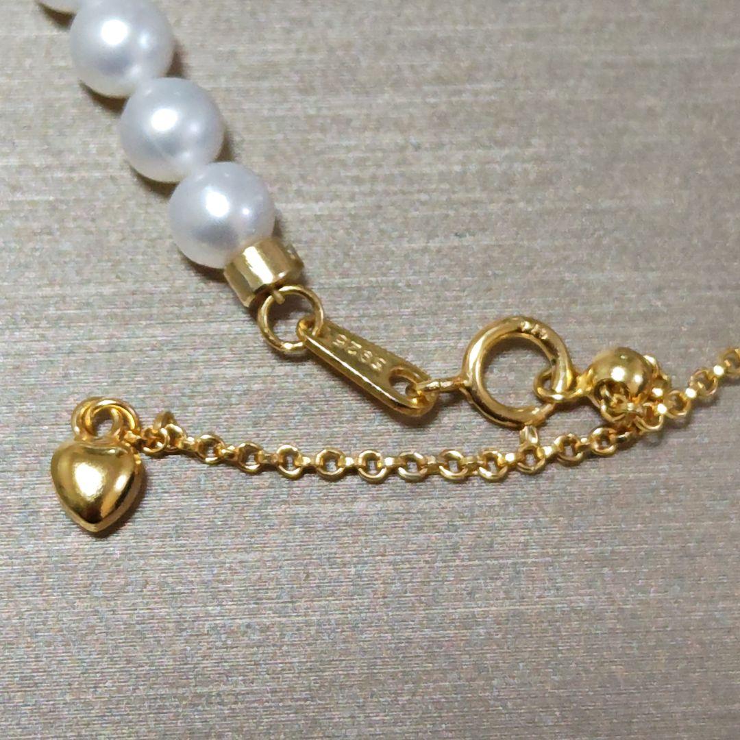 New Pure Pearl baby necklace with 5mm nearly round freshwater pearls and gold SV925 K18gf fittings