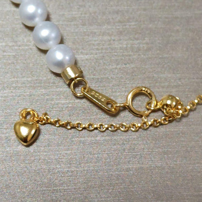 New Pure Pearl baby necklace with 5mm nearly round freshwater pearls and gold SV925 K18gf fittings