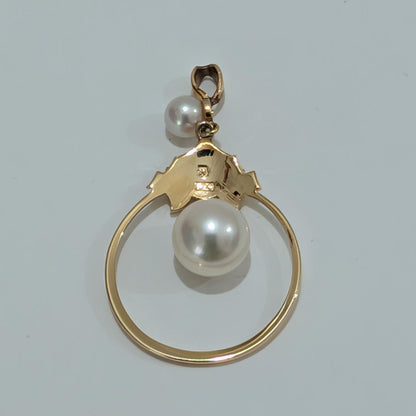 2060 Mikimoto pearl pendant top in yellow gold K14YG with 3.3 cm height and 1.9 g weight