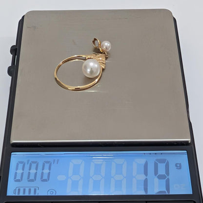 2060 Mikimoto pearl pendant top in yellow gold K14YG with 3.3 cm height and 1.9 g weight