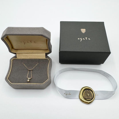 Agete ladies necklace in 750 yellow gold with 0.1ct gemstone and star-shaped motif, 39.5cm length