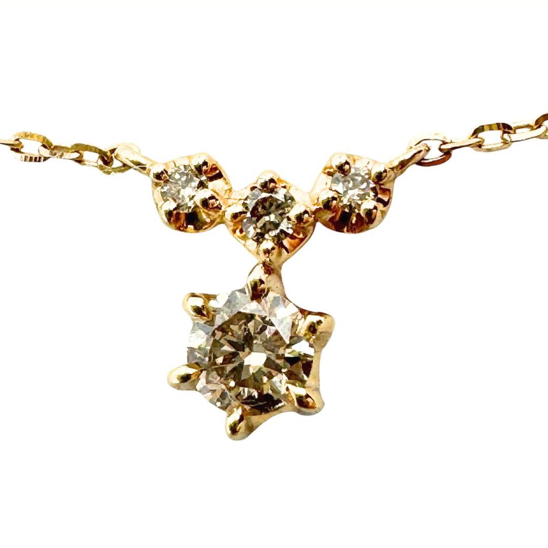 Agete ladies necklace in 750 yellow gold with 0.1ct gemstone and star-shaped motif, 39.5cm length