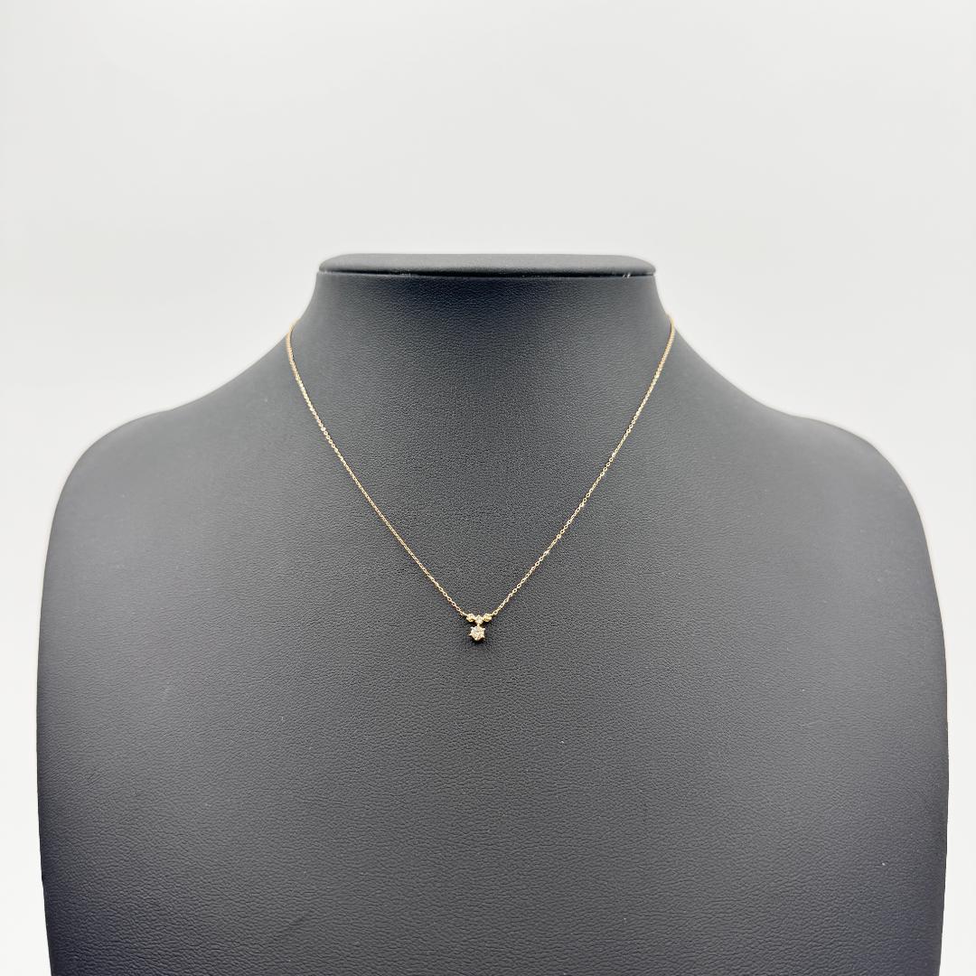 Agete ladies necklace in 750 yellow gold with 0.1ct gemstone and star-shaped motif, 39.5cm length