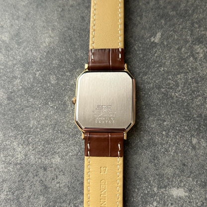 SEIKO Tank Octagon Gold Dial Quartz Men's Watch — Japanese