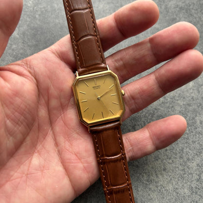 SEIKO Tank Octagon Gold Dial Quartz Men's Watch — Japanese