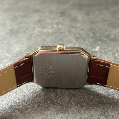 SEIKO Tank Octagon Gold Dial Quartz Men's Watch — Japanese