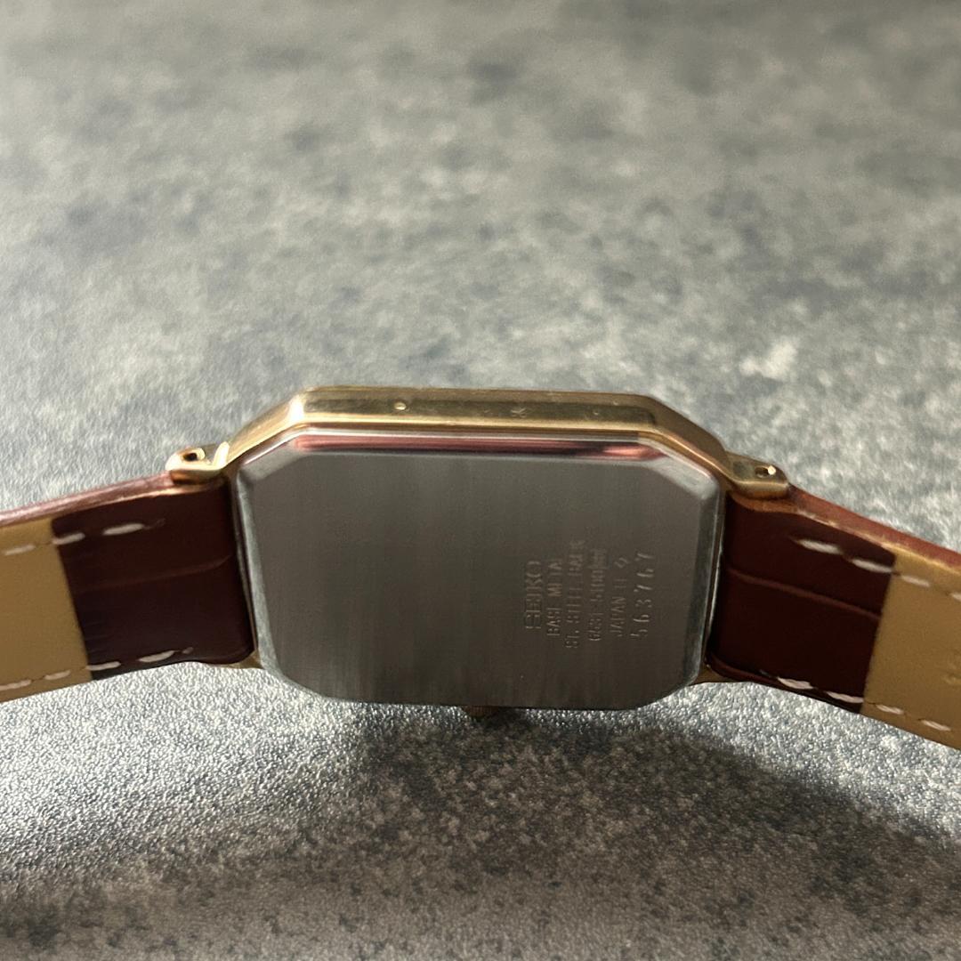 SEIKO Tank Octagon Gold Dial Quartz Men's Watch — Japanese